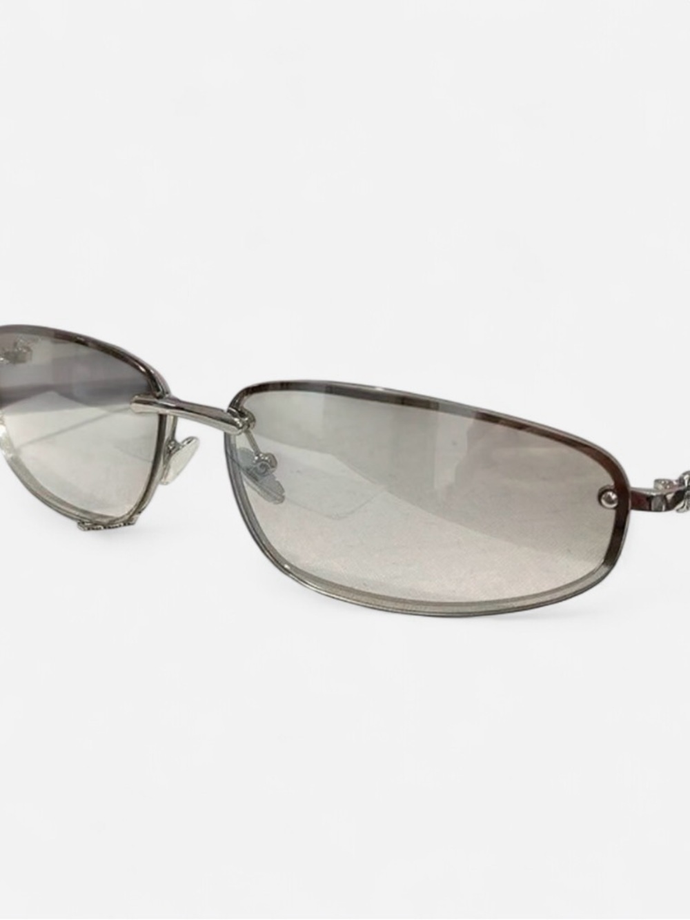 NWOT Women’s miumiu Silver Rimless Sunglasses - Smoke Lenses